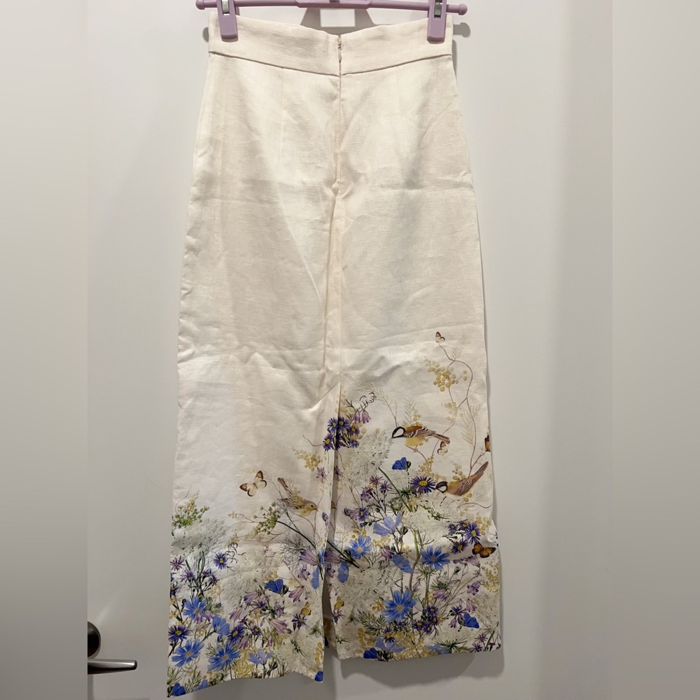 AU0P NWT Zimmermann Harmony Floral- print linen midi skirt - Picture 10 of 12